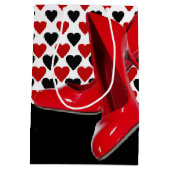 Rood en zwart hart met rode hoge hoogte medium cadeauzakje (Achterkant)