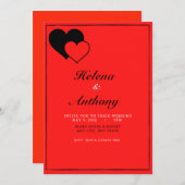 Rood en Zwart Hart Uitnodiging (Voorkant / Achterkant)