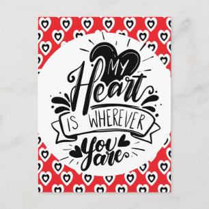 Rood en Zwart Hart Valentijnsdag citaat    Briefkaart