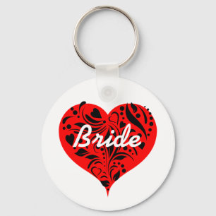 Rood en zwart hartje sleutelhanger