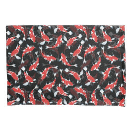 Rood En Zwart Herhalend Motief | Koi Vis Patroon Kussensloop