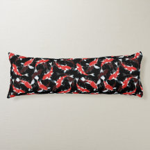 Rood en Zwart Herhalend Motief | Koi Vis Patroon