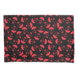 Rood en Zwart Herhalend Motief | Schedelpatroon Kussensloop