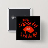 Rood en zwart Het is mijn verjaardag Vierkante Button 5,1 Cm (Voorkant /achterkant)