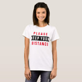 Rood en zwart, houd uw afstand t-shirt (Voorkant volledig)