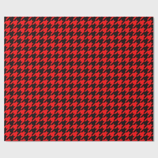 Rood en zwart Houndstooth Check Cadeaupapier (Vlak)