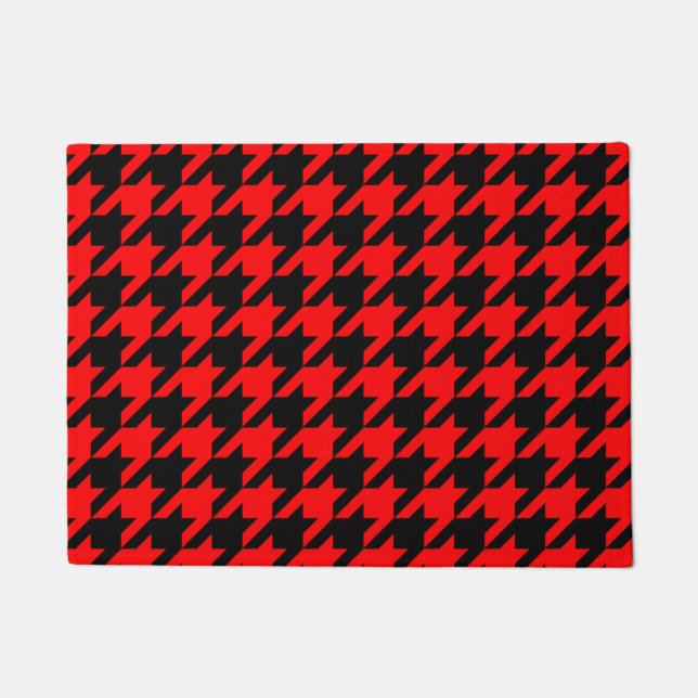Rood en zwart Houndstooth Check Deurmat (Voorkant)