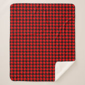 Rood en zwart Houndstooth Check Sherpa Deken (Voorkant)