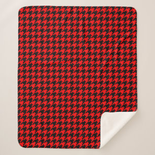 Rood en zwart Houndstooth Check Sherpa Deken