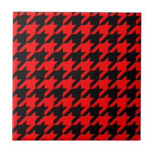 Rood en zwart Houndstooth Check Tegeltje