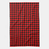 Rood en zwart Houndstooth Check Theedoek (Verticaal)