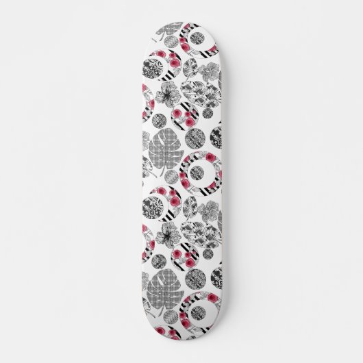 Rood en zwart, kantelen, patchwork skateboard (Voorkant)