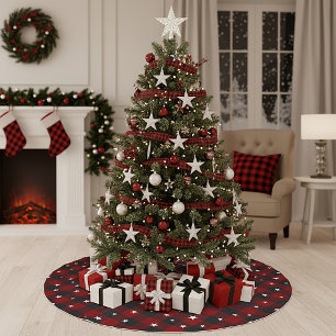 Rood en zwart kariert met sterren kerstboom rok