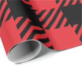 Rood en Zwart Kerstbuffel Plaid Cadeaupapier (Rol Hoek)