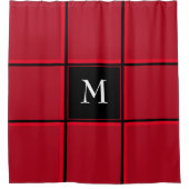 Rood en zwart kerstmis met één Initiaal Douchegordijn (Voorkant)