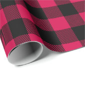 Rood en Zwart Kerstmis Plaid Cadeaupapier (Rol Hoek)