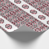 Rood en zwart kruisstiekpatroon cadeaupapier (Hoek)