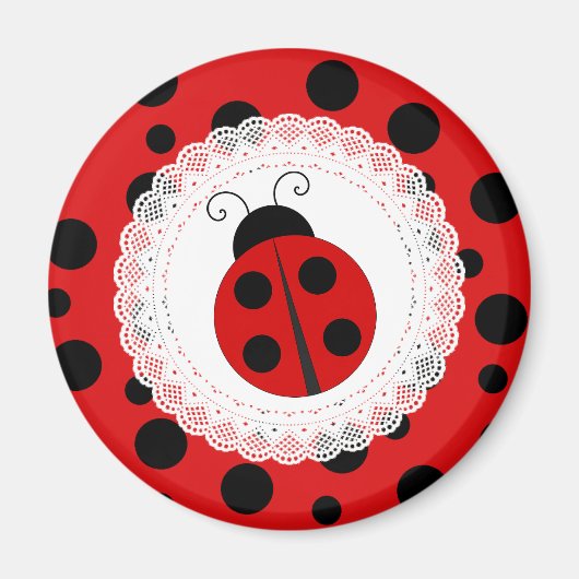 Rood en zwart Ladybug Magnet Magneet (Voorkant)