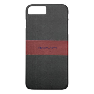 Rood en zwart leder met glanstitel iPhone 8 plus / 7 plus hoesje