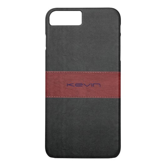 Rood en zwart  leder met glanstitel Case-Mate iPhone case (Achterkant)
