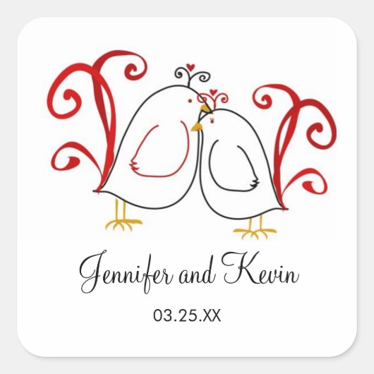 Rood en zwart Lovebirds, Stickers (Voorkant)
