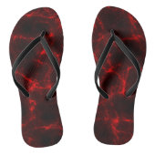 Rood en Zwart Marmeren Swirl Abstract Teenslippers (Voetbed)