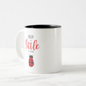 Rood en zwart met handgetekende Baby lade Cute Bug Tweekleurige Koffiemok (Voorkant links)