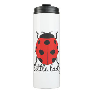 Rood en zwart met handgetekende Baby Ladybug Cute  Thermosbeker
