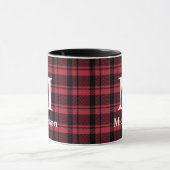 Rood en zwart, met monogram naam mok (Midden)