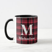 Rood en zwart, met monogram naam mok (Links)