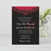 Rood en zwart Monogram Wedding H302 Kaart (Staand voorkant)