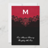 Rood en zwart Monogram Wedding H302 Kaart (Achterkant)