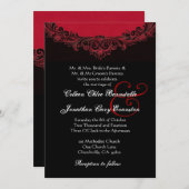 Rood en zwart Monogram Wedding H302 Kaart (Voorkant / Achterkant)