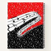 Rood en zwart muziekthema notitieboek (Achterkant)