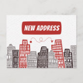 Rood en zwart nieuwe adres verhuisbericht briefkaart (Voorkant)