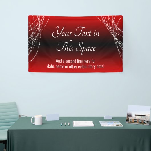 Rood en Zwart Ombre Lights Voeg uw aangepaste teks Spandoek (Beurs)