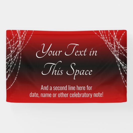 Rood en Zwart Ombre Lights Voeg uw aangepaste teks Spandoek (Horizontaal)