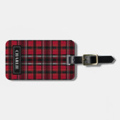 Rood en zwart patroon met tartan bagagelabel (Voorkant horizontaal)