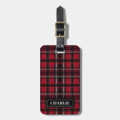 Rood en zwart patroon met tartan bagagelabel (Voorkant verticaal)