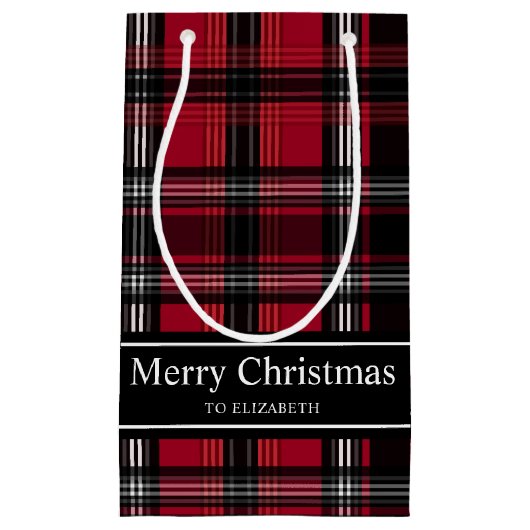 Rood en zwart patroon met tartan klein cadeauzakje (Voorkant)