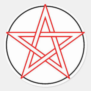 Rood en zwart pentakel ronde sticker