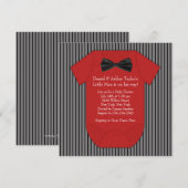 Rood en zwart Pinstripe Baby shower Kaart (Voorkant / Achterkant)