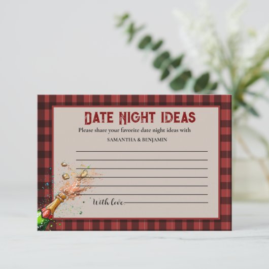 Rood en zwart plaid Date Night Ideeën Vrijgezellen Informatiekaartje (Staand voorkant)