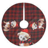 Rood en Zwart Plaid met Engels Bulldog Kerstmis Kerstboom Rok (Voorkant)