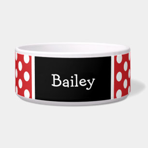 Rood en Zwart Polka Dots Monogram Voerbakje