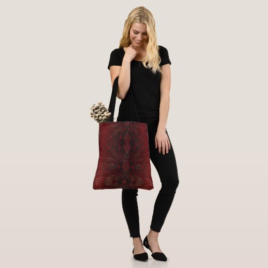 Rood en Zwart Python Print Draagtas (Op model)