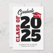 Rood en zwart Retro Afstuderen Aankondiging (Voorkant)