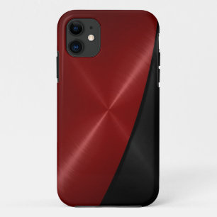 Rood en zwart Roestvrij staal iPhone 11 Hoesje