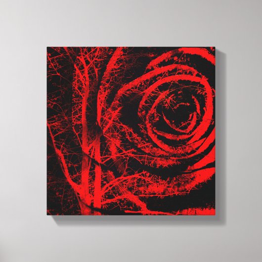 Rood en Zwart Roos Design Canvas Print (Voorkant)