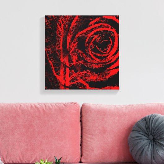 Rood en Zwart Roos Design Canvas Print (Insitu (Woonkamer))